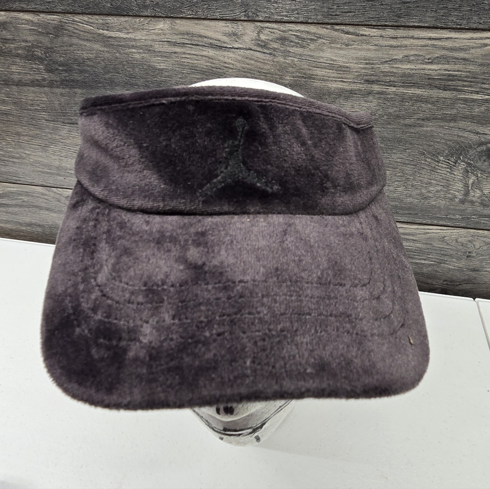 Air Jordan Visor Hat Men Black‎ Medium-Large Velour Jumpman Stretch Fitted Golf